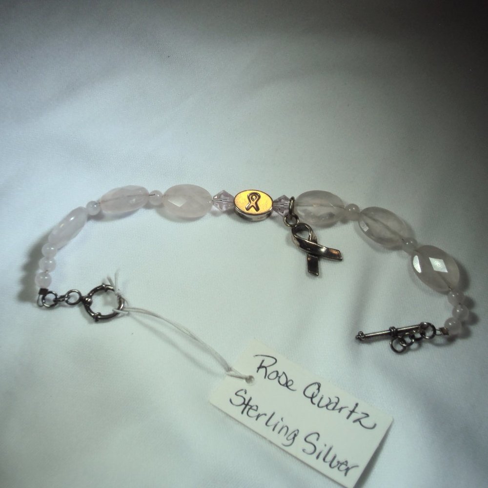 Rose Quartz Austrian Crystal & Sterling Silver